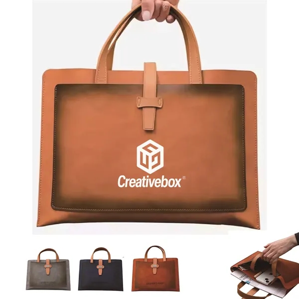 A4 Executive Faux PU Leather File Tote Bag for Business - A4 Executive Faux PU Leather File Tote Bag for Business - Image 0 of 6