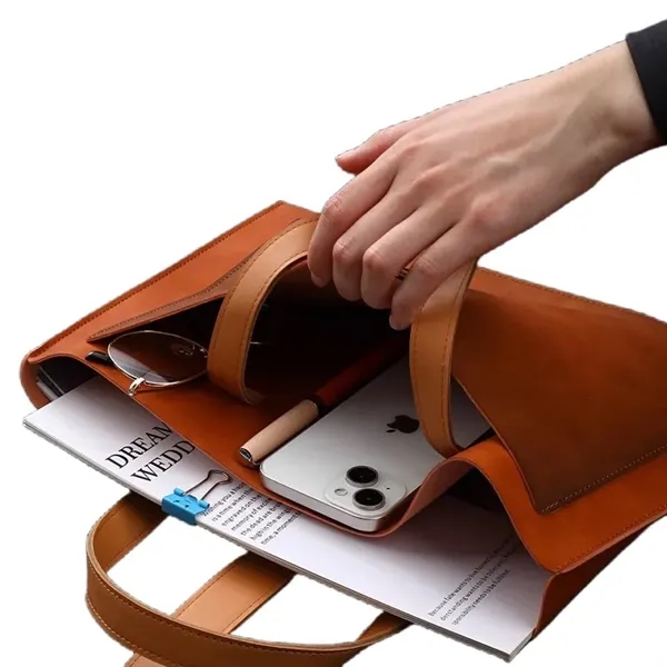 A4 Executive Faux PU Leather File Tote Bag for Business - A4 Executive Faux PU Leather File Tote Bag for Business - Image 2 of 6