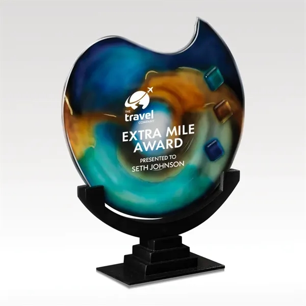 Round Art Glass Award on Black Marble Base - Poseidon - Round Art Glass Award on Black Marble Base - Poseidon - Image 0 of 0