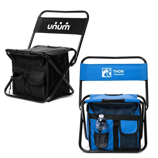 Folding Chair with 24 Can Cooler Bag & Pockets - Folding Chair with 24 Can Cooler Bag & Pockets - Image 0 of 14