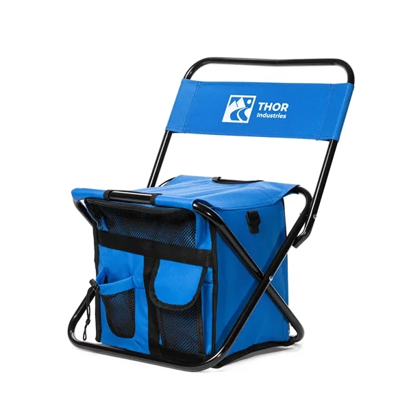 Folding Chair with 24 Can Cooler Bag & Pockets - Folding Chair with 24 Can Cooler Bag & Pockets - Image 1 of 14