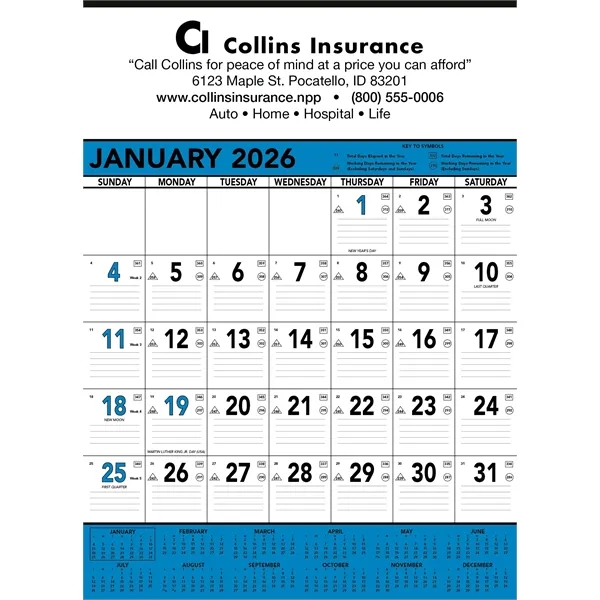Triumph® Calendars Blue & Black Contractor Memo Calendar - Triumph® Calendars Blue & Black Contractor Memo Calendar - Image 1 of 1