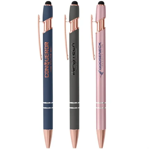 Soft Touch Rose Gold Trim Metal Pens - Soft Touch Rose Gold Trim Metal Pens - Image 0 of 3