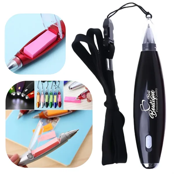 Led Light Ballpoint Pen With Sticky Note - Led Light Ballpoint Pen With Sticky Note - Image 0 of 3