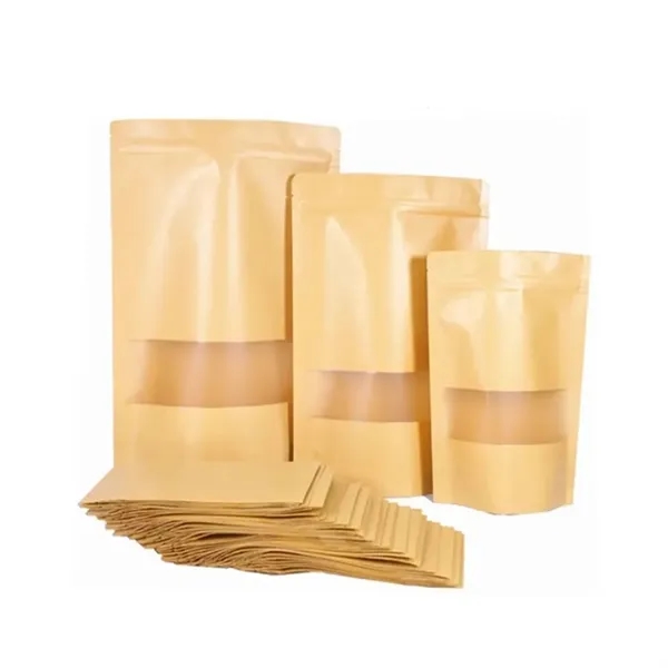 Resealable kraft Paper Stand Up Food Storage Bag With Window - Resealable kraft Paper Stand Up Food Storage Bag With Window - Image 1 of 1