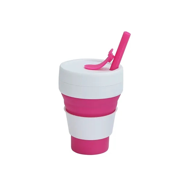 12 OZ Collapsible Silicone Travel Cup with Straw - 12 OZ Collapsible Silicone Travel Cup with Straw - Image 2 of 10