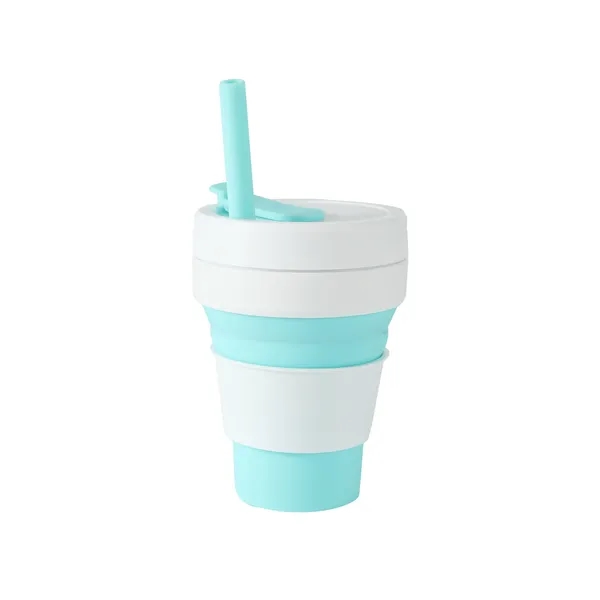 12 OZ Collapsible Silicone Travel Cup with Straw - 12 OZ Collapsible Silicone Travel Cup with Straw - Image 3 of 10