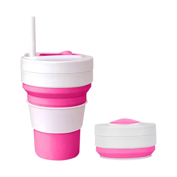 12 OZ Collapsible Silicone Travel Cup with Straw - 12 OZ Collapsible Silicone Travel Cup with Straw - Image 8 of 10
