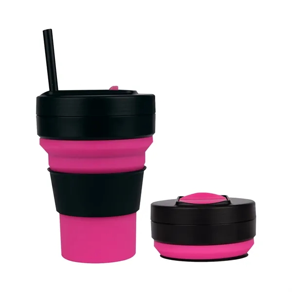 12 OZ Collapsible Silicone Travel Cup with Straw - 12 OZ Collapsible Silicone Travel Cup with Straw - Image 9 of 10