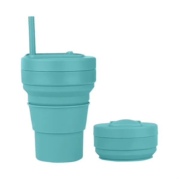 12 OZ Collapsible Silicone Travel Cup with Straw - 12 OZ Collapsible Silicone Travel Cup with Straw - Image 10 of 10