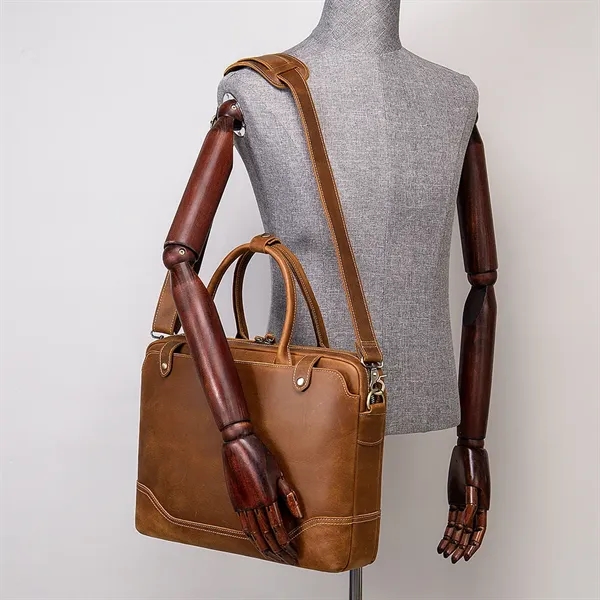 14 Inch Leather Laptop Men's Handbag Briefcase - 14 Inch Leather Laptop Men's Handbag Briefcase - Image 1 of 4