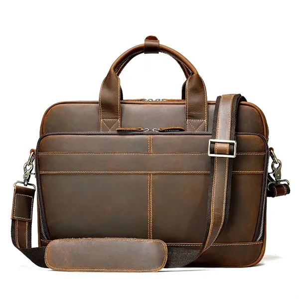 14 Inch Leather Laptop Men's Handbag Briefcase - 14 Inch Leather Laptop Men's Handbag Briefcase - Image 3 of 4