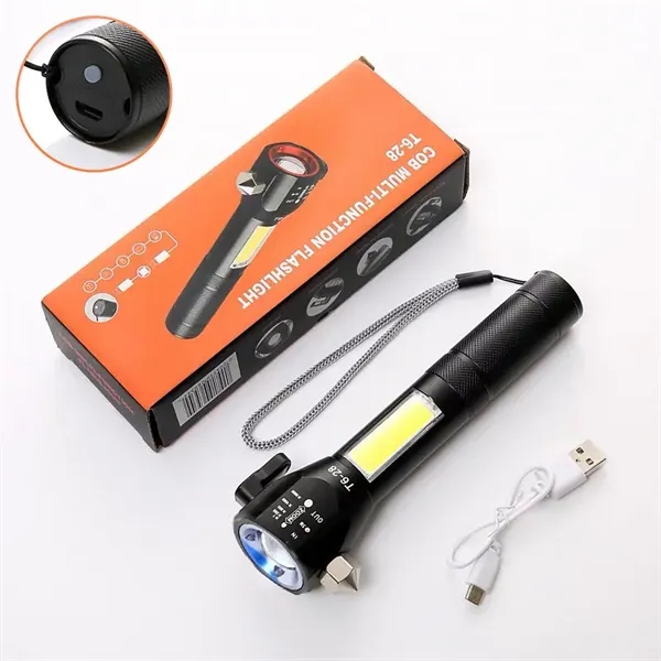 Portable COB Emergency Flashlight with Car Safety Hammer - Portable COB Emergency Flashlight with Car Safety Hammer - Image 1 of 2