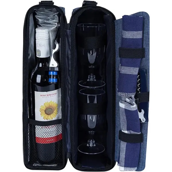 Wine Tote Bag with Cooler Compartment & Picnic Set - Wine Tote Bag with Cooler Compartment & Picnic Set - Image 5 of 7