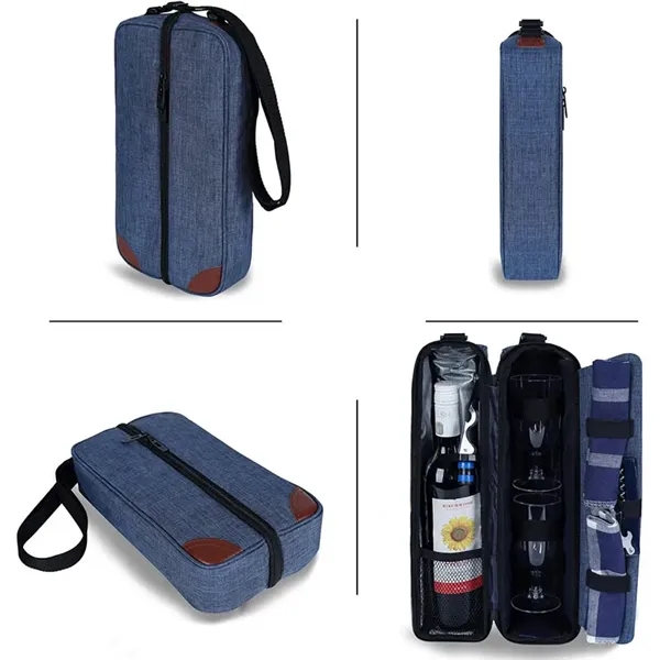 Wine Tote Bag with Cooler Compartment & Picnic Set - Wine Tote Bag with Cooler Compartment & Picnic Set - Image 6 of 7