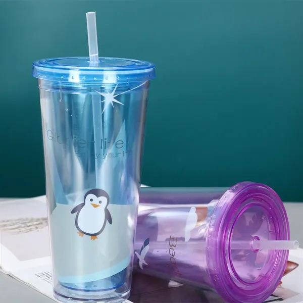 Reusable Water Cups with Lid and Straw - Reusable Water Cups with Lid and Straw - Image 2 of 7