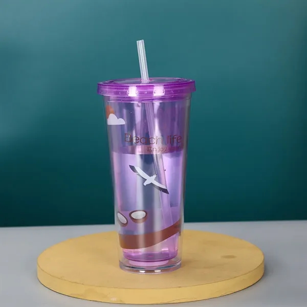 Reusable Water Cups with Lid and Straw - Reusable Water Cups with Lid and Straw - Image 4 of 7