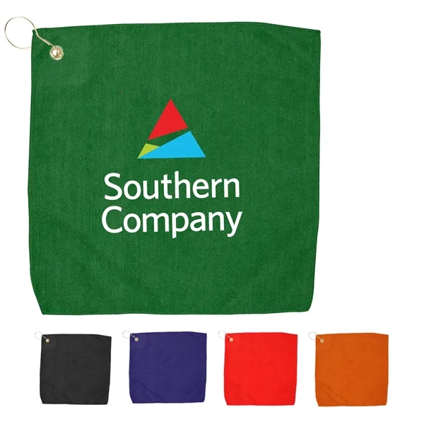 15" X 15" Hemmed Golf Towel With Grommet And Hook