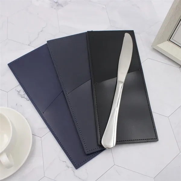 Portable PU Leather Cutlery Bag For Travel And Dining - Portable PU Leather Cutlery Bag For Travel And Dining - Image 2 of 5