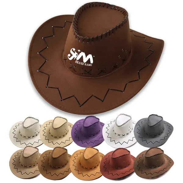 Custom Unisex Faux Felt Cowboy Hat With Cords - Custom Unisex Faux Felt Cowboy Hat With Cords - Image 0 of 2