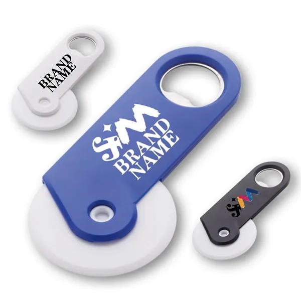 Customize Light Plastic Pizza Cutter With Bottle Opener - Customize Light Plastic Pizza Cutter With Bottle Opener - Image 0 of 4