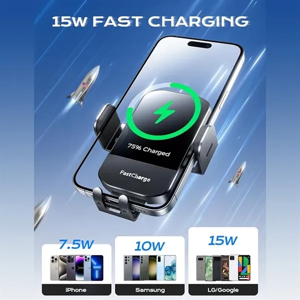15W Auto Clamping Wireless Car Fast Charger - 15W Auto Clamping Wireless Car Fast Charger - Image 2 of 6