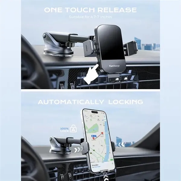 15W Auto Clamping Wireless Car Fast Charger - 15W Auto Clamping Wireless Car Fast Charger - Image 4 of 6