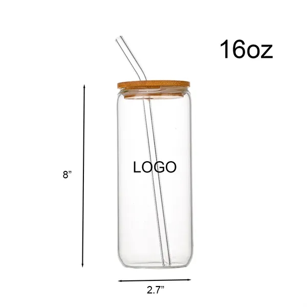 16 Oz. Glass Drink Cup with Straw For Promos - 16 Oz. Glass Drink Cup with Straw For Promos - Image 1 of 1