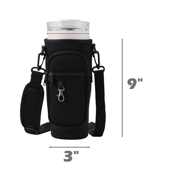 Adjustable Strap 40 Oz. Water Bottle Sleeve with Zip Pocket - Adjustable Strap 40 Oz. Water Bottle Sleeve with Zip Pocket - Image 1 of 2