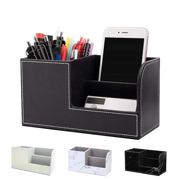 Minimalist Multi-Functional Leather Desktop Pen Organizer - Minimalist Multi-Functional Leather Desktop Pen Organizer - Image 0 of 3
