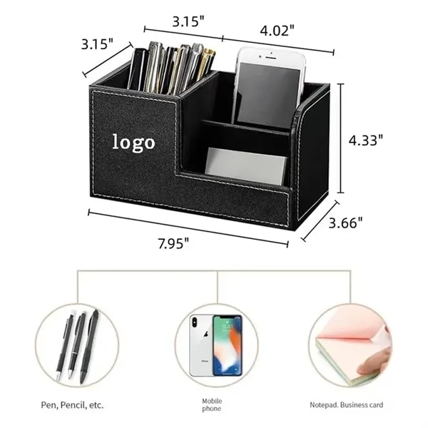 Minimalist Multi-Functional Leather Desktop Pen Organizer - Minimalist Multi-Functional Leather Desktop Pen Organizer - Image 1 of 3