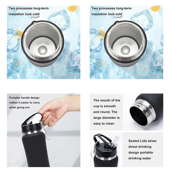 17/20/25 Oz Stainless Steel Water Bottle with Lid and Straw - 17/20/25 Oz Stainless Steel Water Bottle with Lid and Straw - Image 5 of 5