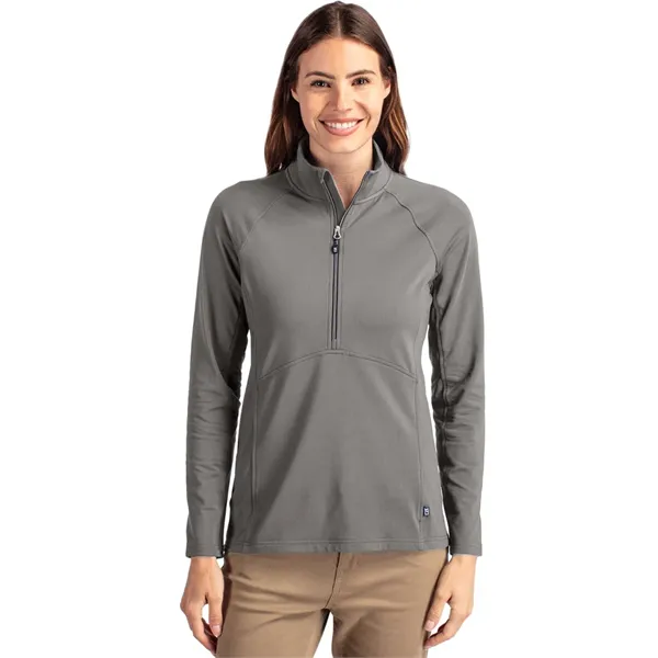 Cutter & Buck Adapt Knit Stretch Womens Half Zip Pullover - Cutter & Buck Adapt Knit Stretch Womens Half Zip Pullover - Image 10 of 11