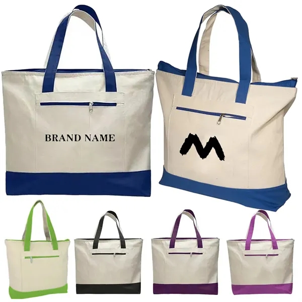 Large Heavy Reusable Cotton Zippered Tote Bags " - Large Heavy Reusable Cotton Zippered Tote Bags " - Image 0 of 2