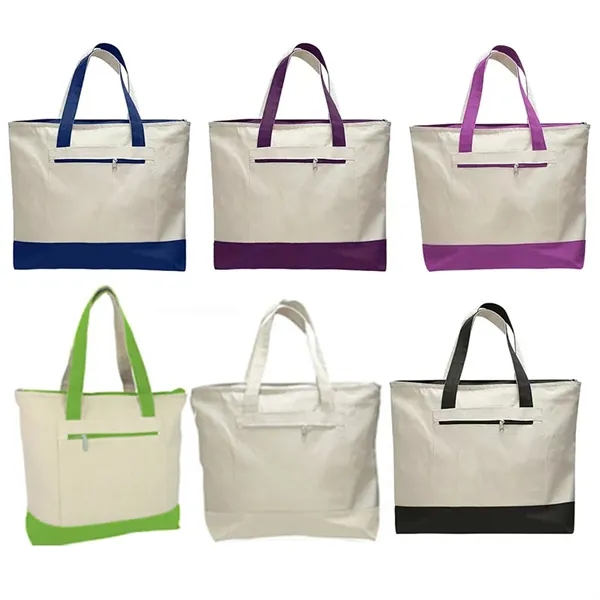Large Heavy Reusable Cotton Zippered Tote Bags " - Large Heavy Reusable Cotton Zippered Tote Bags " - Image 2 of 2