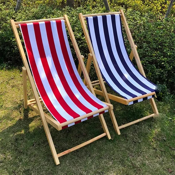 Adjustable Folding Stripe Beach Chaise Lounge Chairs - Adjustable Folding Stripe Beach Chaise Lounge Chairs - Image 2 of 3