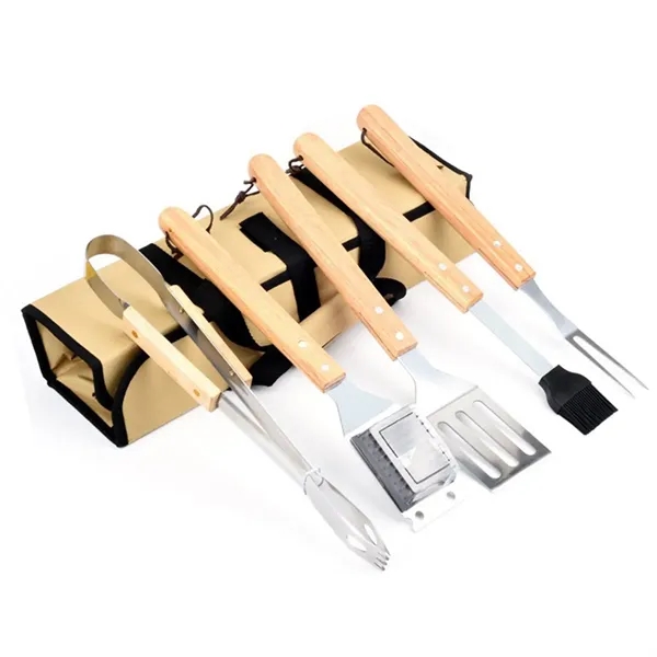 5-Piece Stainless Steel BBQ Grill Tool Set With Storage Bag - 5-Piece Stainless Steel BBQ Grill Tool Set With Storage Bag - Image 3 of 4
