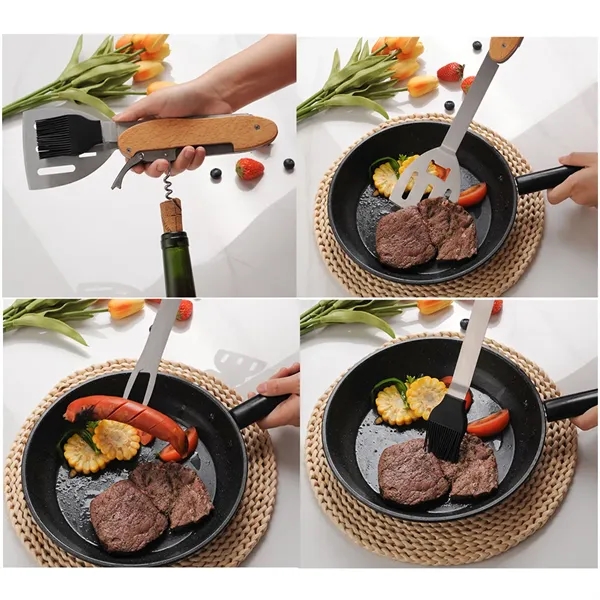 5 In 1 Foldable BBQ Multi Tool Barbecue Grill Accessories - 5 In 1 Foldable BBQ Multi Tool Barbecue Grill Accessories - Image 3 of 6