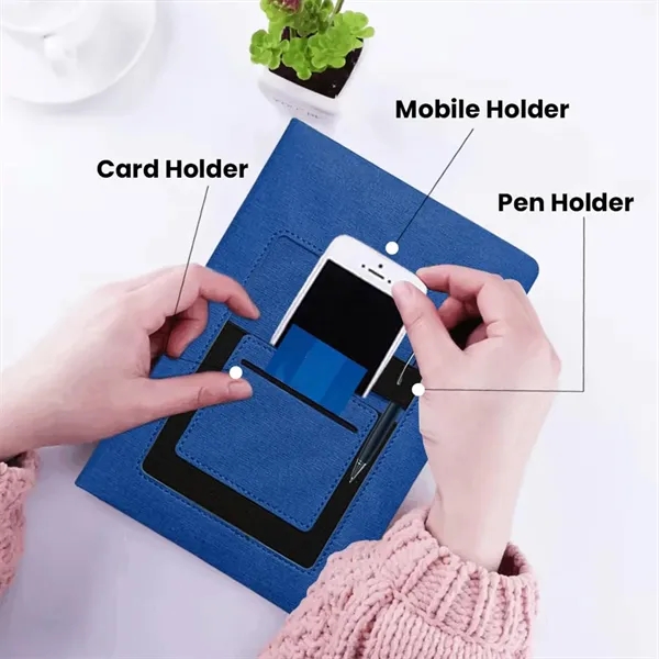 A5 Notebook Journal With Phone Pocket Pen Card Holder - A5 Notebook Journal With Phone Pocket Pen Card Holder - Image 2 of 4