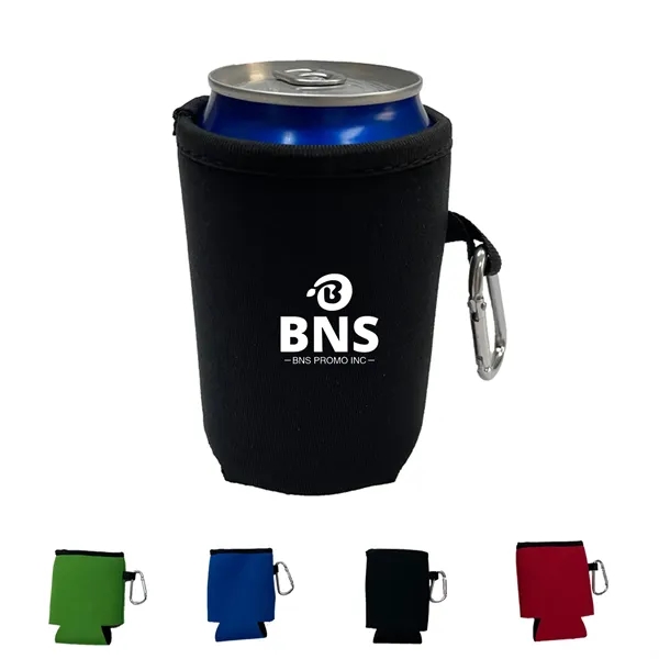 Neoprene Can Bottle Cooler with Carabiner Clip - Neoprene Can Bottle Cooler with Carabiner Clip - Image 0 of 1