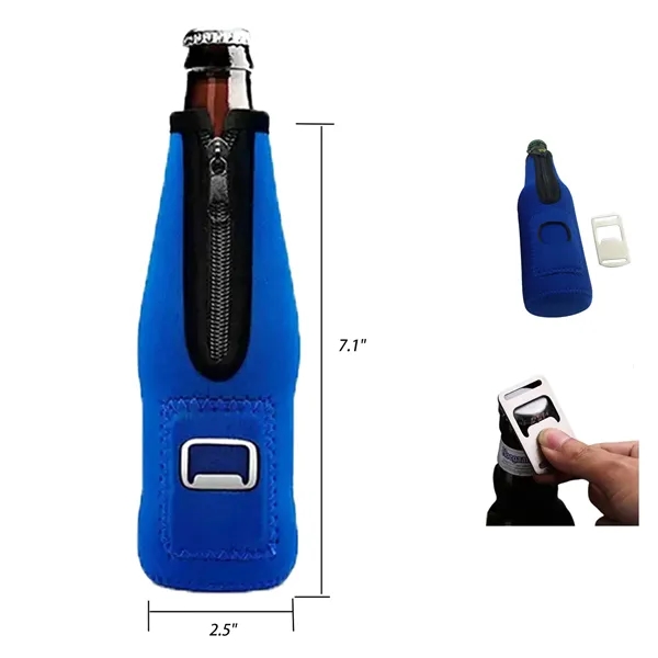 Neoprene Beer Bottle Cooler with Opener - Neoprene Beer Bottle Cooler with Opener - Image 1 of 1