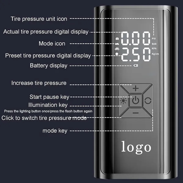 Portable Wireless Digital Display Car Tire Inflator - Portable Wireless Digital Display Car Tire Inflator - Image 2 of 4