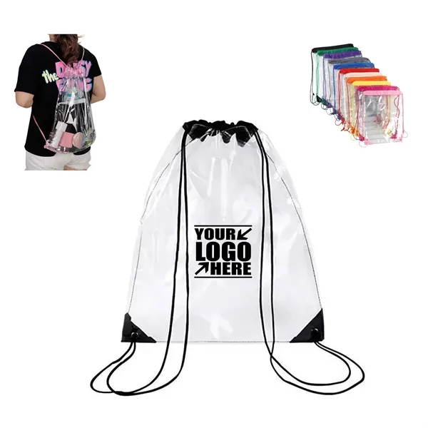 17IN Waterproof PVC Clear Drawstring Backpack - 17IN Waterproof PVC Clear Drawstring Backpack - Image 0 of 2