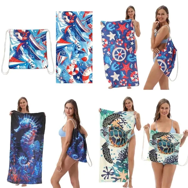 2-in-1 Beach Towel Backpack - 2-in-1 Beach Towel Backpack - Image 1 of 8