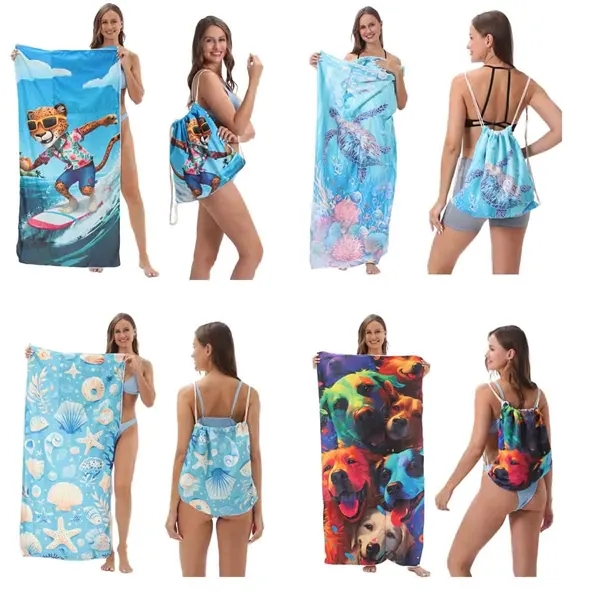 2-in-1 Beach Towel Backpack - 2-in-1 Beach Towel Backpack - Image 2 of 8