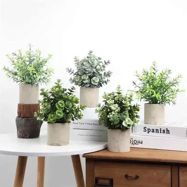 Mini Potted Fake Plants Artificial Small Eucalyptus For Home - Mini Potted Fake Plants Artificial Small Eucalyptus For Home - Image 0 of 6