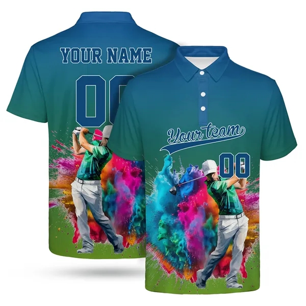 Custom Full Color Dye Sublimation Performance Polo Shirt - Custom Full Color Dye Sublimation Performance Polo Shirt - Image 2 of 7