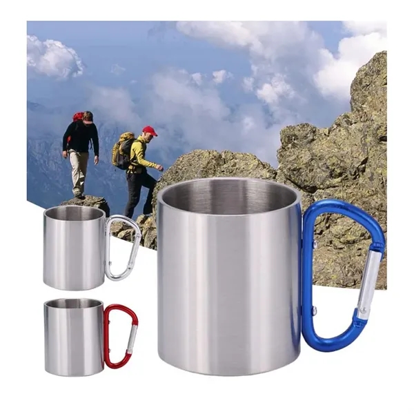 10 oz Stainless Steel Coffee Mugs Custom Logo & Carabiner - 10 oz Stainless Steel Coffee Mugs Custom Logo & Carabiner - Image 2 of 4
