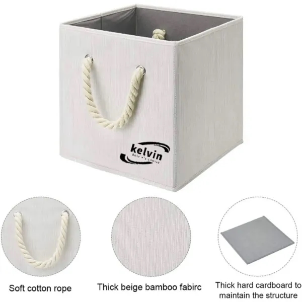 Foldable Fabric Storage Bin with Cotton Rope Handle - Foldable Fabric Storage Bin with Cotton Rope Handle - Image 0 of 4