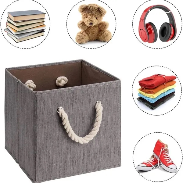 Foldable Fabric Storage Bin with Cotton Rope Handle - Foldable Fabric Storage Bin with Cotton Rope Handle - Image 1 of 4